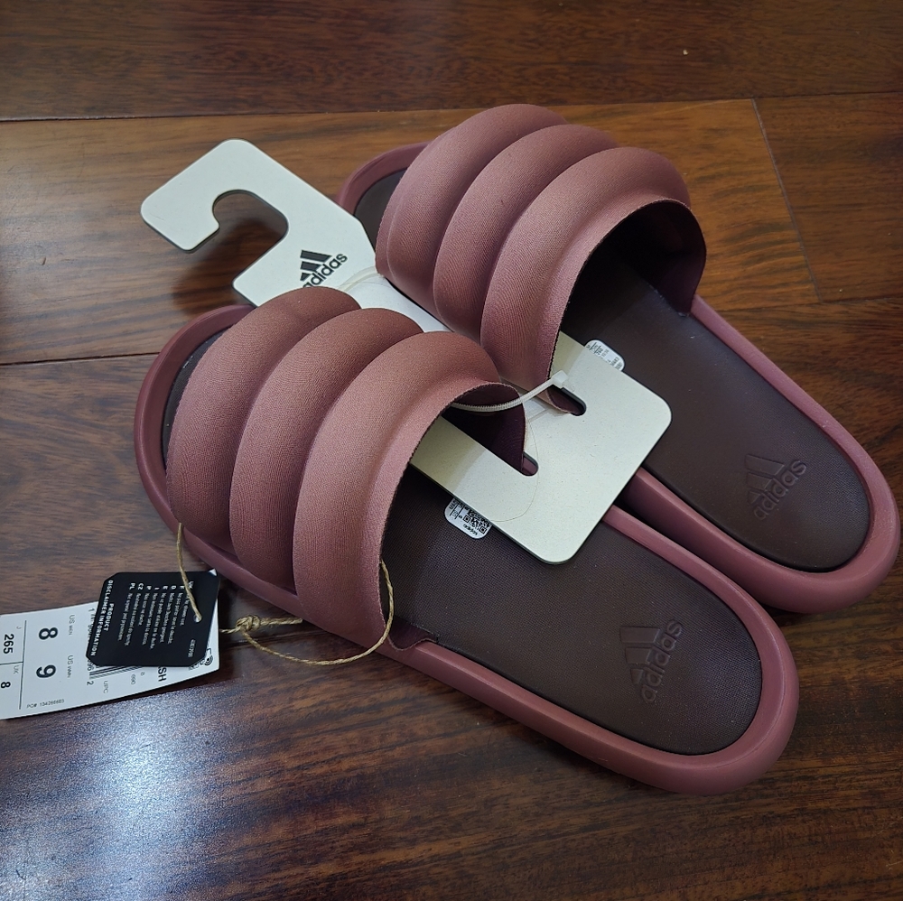 Adidas Burgundy Slide Sandals Unisex M9 W8
